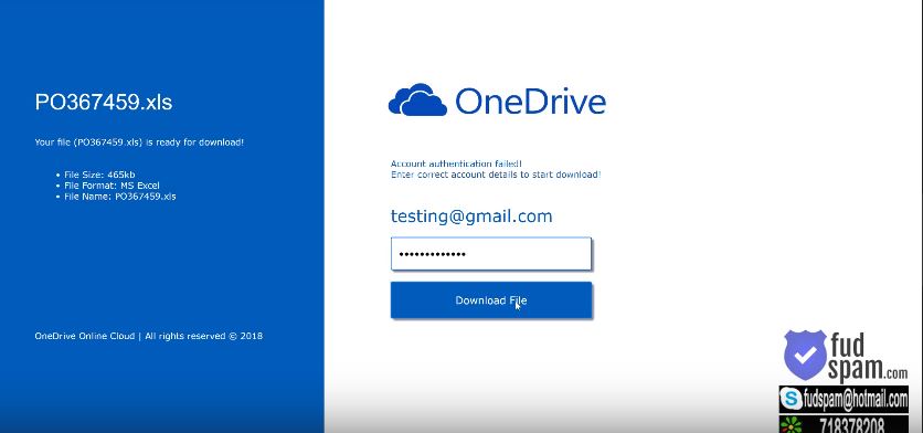 one drive scam page