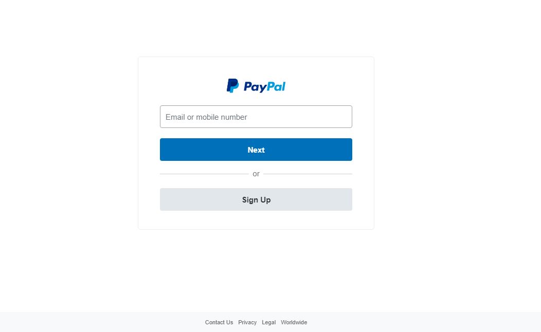 paypal scam page
